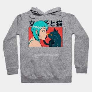 anime and cat girl Hoodie